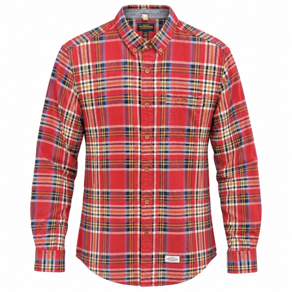 Tartan Plaid Button Down Shirt Mens Sz L Red Urban Outfitters Christmas Holiday